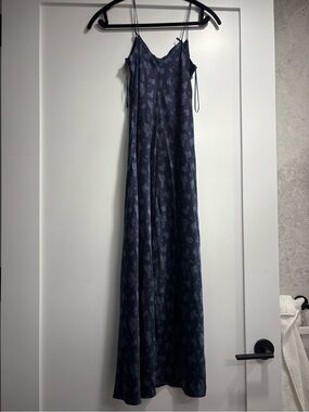 VINCE Navy Floral Slip Dress with Spaghetti Straps